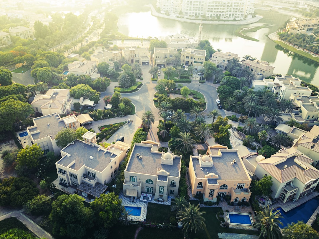 Aerial view of a Dubai residential villa community